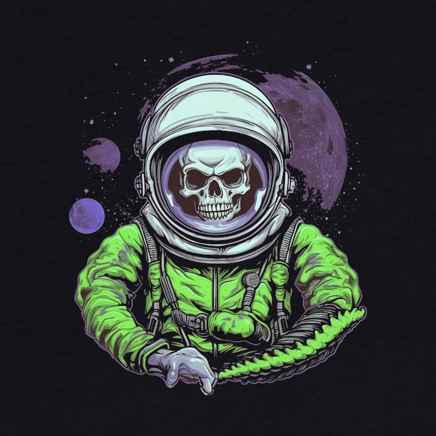 Retro  Mean Skull Astronaut by TOKEBI